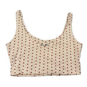 brandy melville white and red heart tank